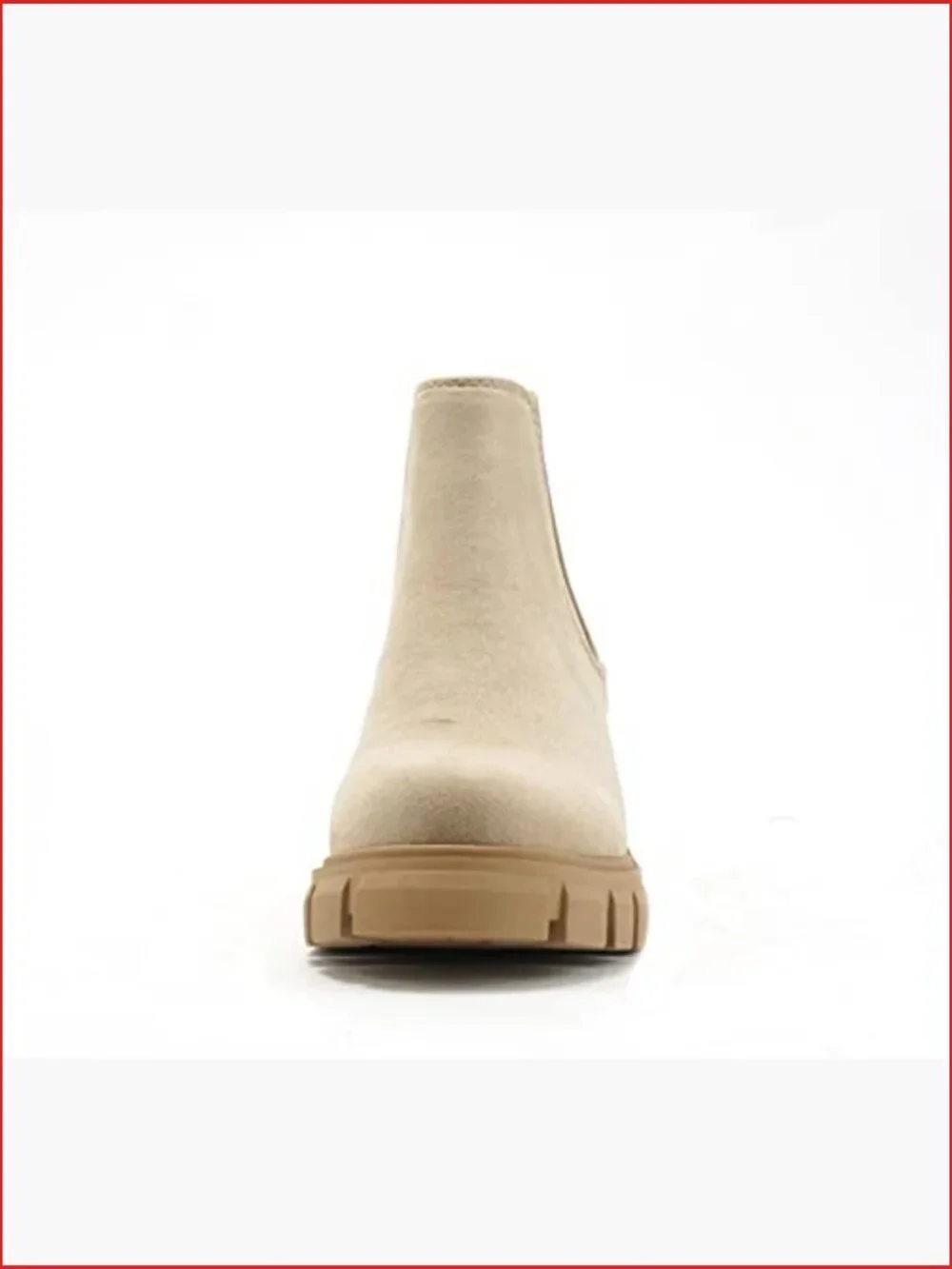 Lug Sole Mid Heel Chelsea Ankle Bootie with Elastic Gore - Picture 3 of 5